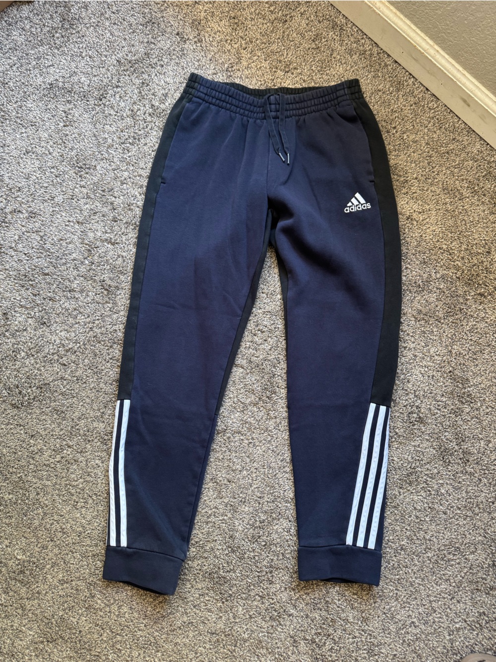 Adidas Essentials Colorblock Tapered Fleece Pants - Navy/Black
